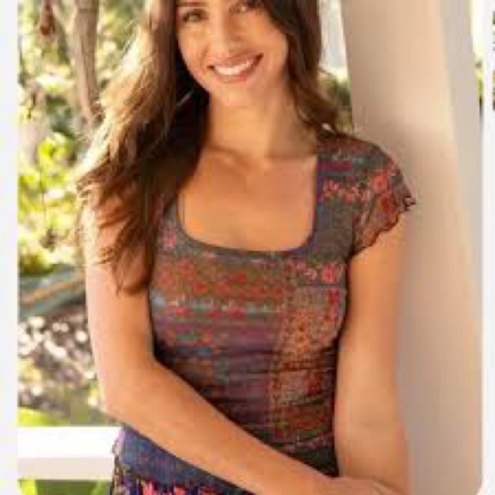 Natural life Bohemian Wide-Leg Mesh Floral Tiered Pants/top set- Multicolor - Picture 2 of 6